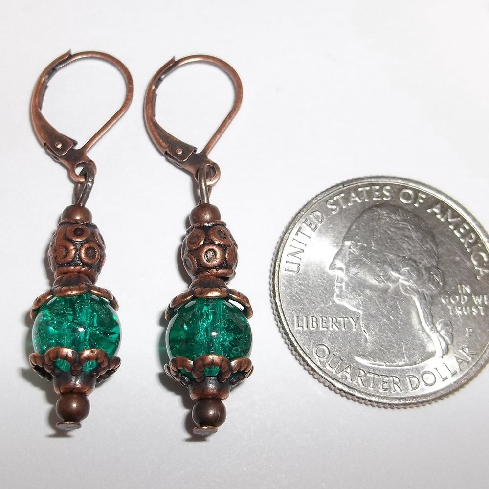 Teal Green Boho Earring Set Handmade Jewelry 5216 - Picture 2 of 8